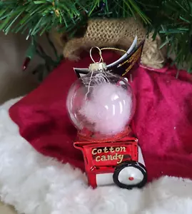 Robert Stanley 4.25" Glass Cotton Candy Machine Glitter Christmas Tree Ornament - Picture 1 of 3