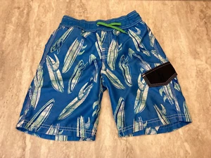 Swimming Trunks Boy's size 6 Blue/Green Surf Board Design - Front Pocket - Picture 1 of 7