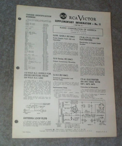 RCA Victor Original Supplementary Information - No. 11 Manual, 1947, No.3 1st Ed - Picture 1 of 2