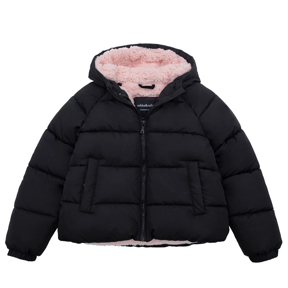 Rokka&Rolla Girls' Heavyweight Puffer Jacket Sherpa Lined Winter Coat - Image 1 of 1
