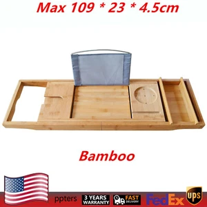 Bathtub Caddy Tray Bamboo Bath Tray Table Over the Tub Shelf+ Bath Rack Holder - Picture 1 of 13