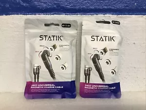 2 Statik 360 Universal Magnetic Charge Cables 6 Ft And 3 Ft W/ Magnetic Tips New - Picture 1 of 2