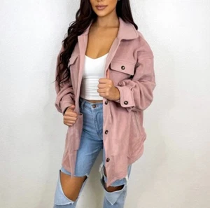 Bibi Women's Fleece Jacket Light Pink Mauve Oversized Relaxed Fit SM Pockets - Picture 1 of 10