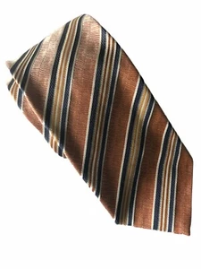 Ermenegildo Zegna Men’s Salmon Color Diagonal Striped Silk Tie - 60"L X 3.75"W - Picture 1 of 8