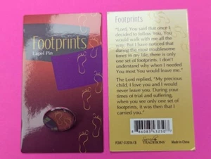 Footprints In The Sand Poem Wallet Prayer Card & Lapel Pin NEW IN PACKAGE - Picture 1 of 2