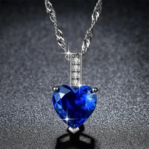 Damen Charm 925 Silber vergoldet Halskette Anhänger Herzschliff Zirkonia Schmuck - Bild 1 von 17