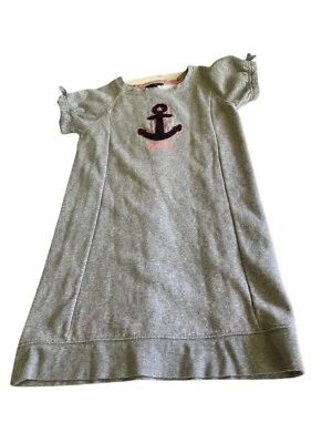 & Girls Nautica Dress Grey Puffed Sleeves with Bows Black Pink Anchor M 8/10 - Image 1 of 4