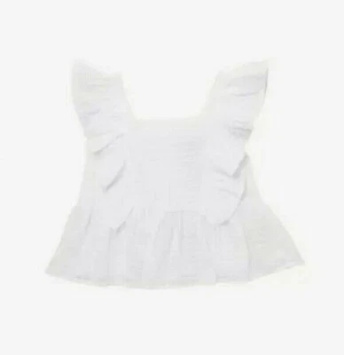 Top 7 For All Mankind Niñas Blanco Manga Volantes Cuello Cuadrado Fresco XL NIÑAS  Foto 1 de 4