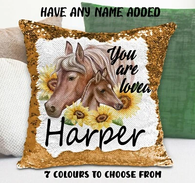 Horse Cushion Cover Sequin Personalised - image 1 of 4