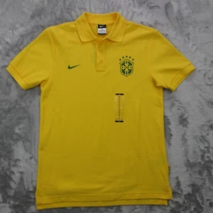Nike Brasil Polo Shirt Uomo Medium Giallo Maglia Calcio Calcio CBF - Foto 1 di 20