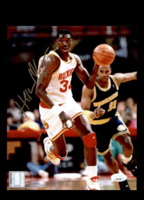 Hakeem Olajuwon JSA Coa Signed 8x10 Photo Autograph Rockets - Image 1 of 2