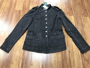 WOMENS 2 - NEW Lauren Ralph Lauren Military Stretch Denim Jacket Vintage Black - Picture 1 of 8