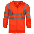 Hi Vis High Viz Men Safety Hoodie Jacket Visibility Reflective Vest Top