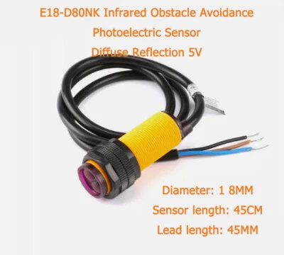 E18-D80NK Infrared Obstacle Avoidance Photoelectric Sensor Diffuse Reflection 5V - Image 1 of 4