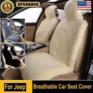 Faux Sheepskin Car Automotive Seat Covers 2pcs Front Cushions For Jeep Interior - Picture 1 of 22