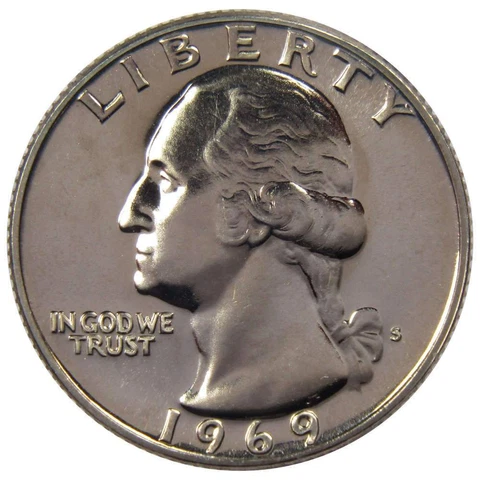 1969 S Washington Quarter Choice Proof 25c US Coin Collectible Cover