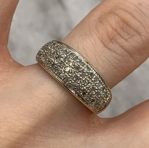 Anillo con banda en racimo de diamantes de 0,50 quilates de oro amarillo de 9 quilates 375 - talla L 1/2 - Imagen 1 de 10