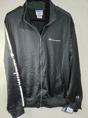 Chaqueta Champion Para Hombre Talla Grande Negra Nueva con Etiquetas Cremallera Completa Rayas Blancas Laterales Foto 1 de 4