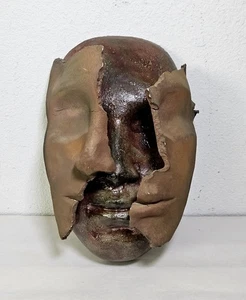 Scultura uomo vintage doppio volto ceramica arte ceramica firmata artista MCM anni 90 - Foto 1 di 8