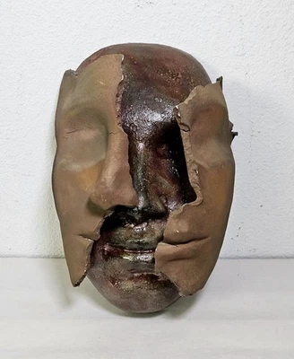 Vintage Man's Double Face Sculpture Ceramic Art Pottery Signed by Artist MCM 90s - Image 1 of 4