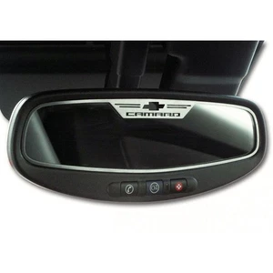Oval Rear View Mirror Trim w/'Camaro' for 2010-2014 Camaro SS w/Sensor[Brushed] - Picture 1 of 3