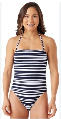 Nautica Swimsuit Womens Size XL Navy Blue White Striped One Piece Deep Sea NWT💚 - Image 1 of 4