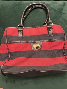 Vintage TOMMY HILFIGER Women Handbag Canvas Striped - Picture 1 of 17