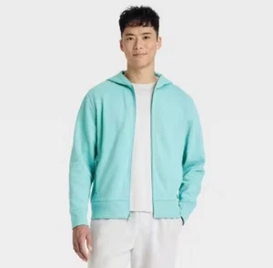 Neu All in Motion hellgrünes Fleece-Kapuzenpullover mit durchgehendem Reißverschluss für Herren Größe Small - Bild 1 von 9