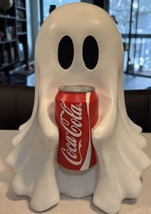 COCA-COLA Ghost Figurine Holding Coke Cola Can Halloween Decor Sticker On Back - Picture 1 of 8