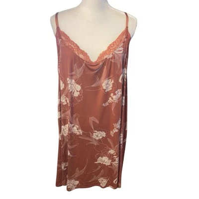 SOMA Chemise Sexy Size XXL Rust Floral Lace Nightie Dress - Image 1 of 4