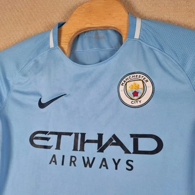 Camiseta de fútbol Nike Manchester City Inglaterra pequeña auténtica 2015-2016 David Silva Foto 1 de 4