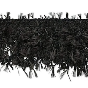 Expo International Jenny Hairy Gimp Fringe Trim | Black | (10 yard cut) - Picture 1 of 3