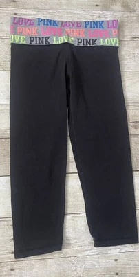 VS ROSA VINTAGE Y2K PLEGABLE ACAMPANADO CAPRI 2012 M LOGO YOGA LEGGINGS Foto 1 de 4