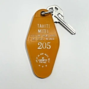 rare • vintage • TAHITI MOTEL Las Vegas • Room 205 Key Fob Orange Diamond - Picture 1 of 4