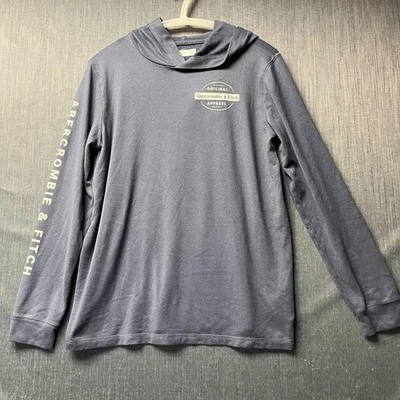 Abercrombie Kids Unisex Hoodie Size15/16 Gray Blue ORIGINAL APPAREL Logo Sleeves - Image 1 of 4
