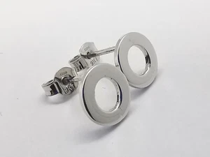PENDIENTES LAZO REDONDO ORO BLANCO 9ct 375 9mm diámetro círculo brillante 1.8g - Imagen 1 de 12