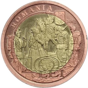 ROMANIA 10 LEI 2013 ESSAI PROBA PATTERN UNC BIMETALLIC - Picture 1 of 2