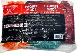 Mix Fibers Yarn Make 5-Scarves 100% Net Weight 16 Oz. Fashion Pack - Picture 1 of 5