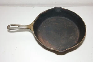 SELTENE Pre-Griswold Chrom Gusseisen Pfanne Erie #7 - Bild 1 von 5