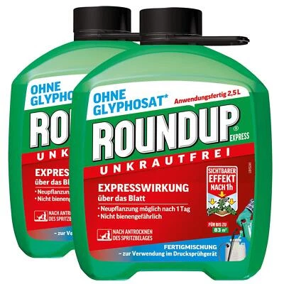Roundup Express Unkrautfrei Unkrautvernichter Fertigmischung, 2 x 2,5 Liter - Bild 1 von 4