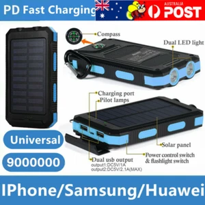 9000000mAh Solar Power Bank Pack Waterproof 2 USB LED Battery Charger for Phone - Picture 1 of 18