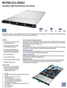 Asus RS700A-E11-RS4U LGA4677 socket supports up to 32 DIMM, NO CPU, RAM, NVMe - Picture 1 of 2