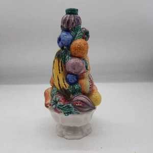 Vintage Italienische Majolika Keramik Porzellan Obst Topiary Kerzenhalter - Bild 1 von 7