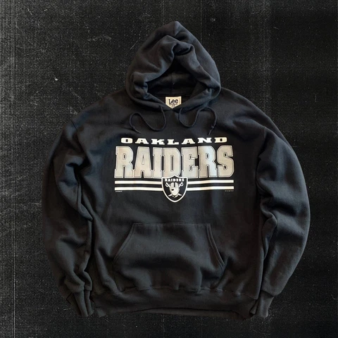 Vintage 1997 Nutmeg Mills Lee Sport Oakland Raiders Hoodie Cover
