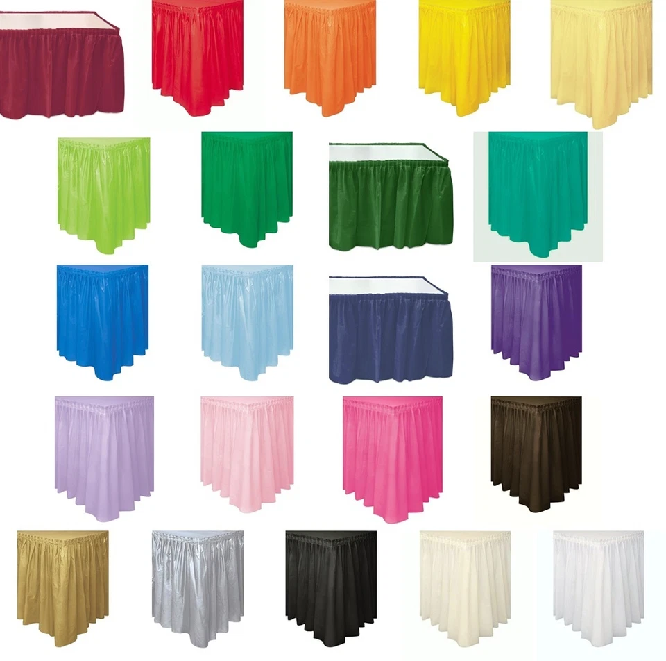 Self Adhesive Pleated Plastic Table Skirts 29" x 13' Disposable Banquet Skirting - Image 1 of 1