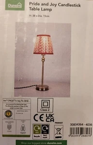 Dunelm Pride & Joy Candlestick Table Lamp H 38cm x W 15.3cm x D 15.3cm - Picture 1 of 14