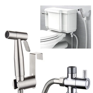 Bidet Brause Set Schlauch + Halter Dusche Edelstahl Hand WC Duschkopf Hygiene Po - Bild 1 von 12