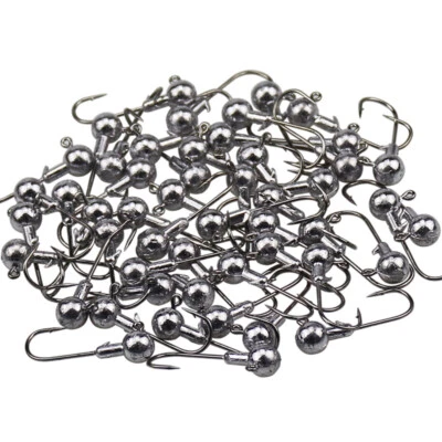 100Pcs Lead Jig Heads Fishing Hooks Crappie Bass Lures Bait Tackle 1/32 1/8 oz