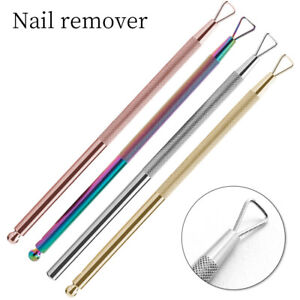 Metal Silver Gold Nail Cuticle Pusher UV Gel Polish Remover Tool Stainless Steel