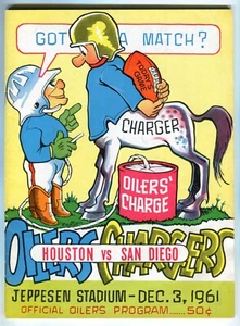 1961 Los Angeles Chargers @ Houston Oilers 12/3/61 AFL Program Chase Very Nice! - Picture 1 of 7